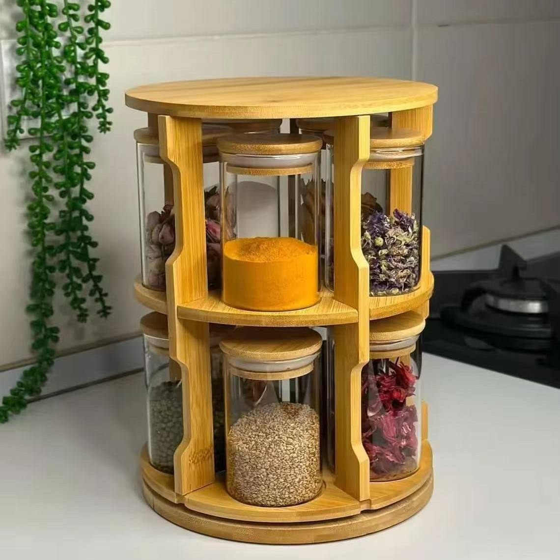 Coffee Equipment Store - 0Pcs+1Pc (Rotating Bamboo Storage Rack) -